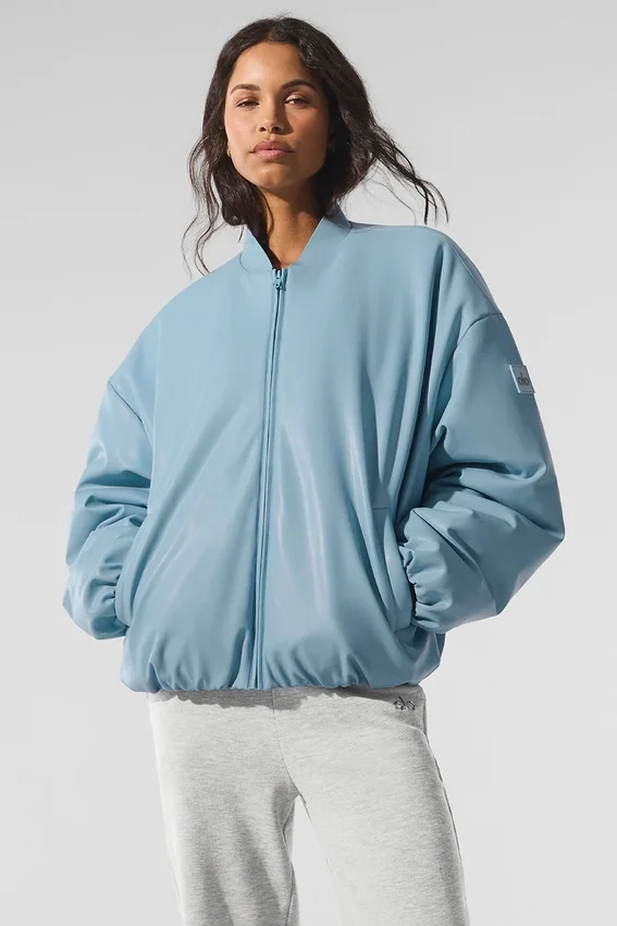 Bomber Premier in ecopelle - Celestial Blue