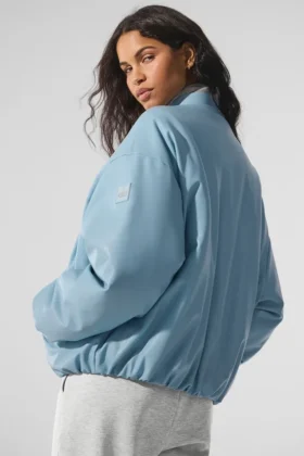 Bomber Premier in ecopelle – Celestial Blue