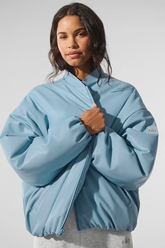 Bomber Premier in ecopelle - Celestial Blue