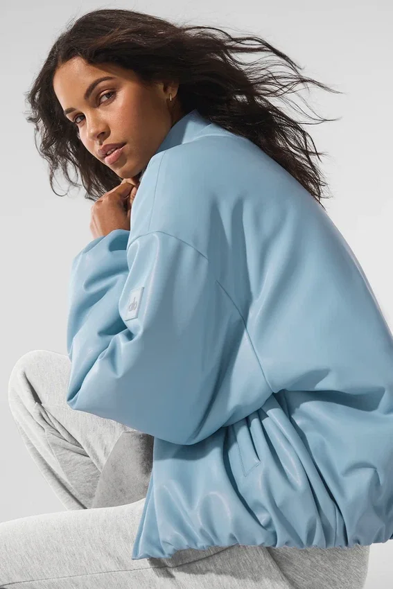 Bomber Premier in ecopelle - Celestial Blue