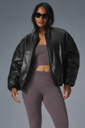 Bomber Premier in ecopelle - Nero
