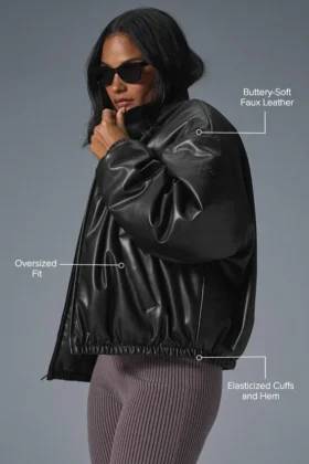 Bomber Premier in ecopelle – Nero