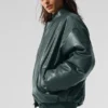 Bomber Premier in ecopelle - Verde antracite