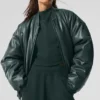 Bomber Premier in ecopelle - Verde antracite