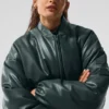 Bomber Premier in ecopelle - Verde antracite
