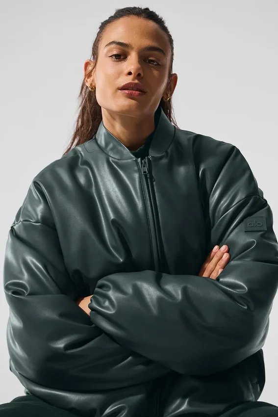Bomber Premier in ecopelle - Verde antracite