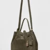 Borsa a secchiello Alo Balance - Camoscio color olivo