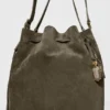 Borsa a secchiello Alo Balance - Camoscio color olivo