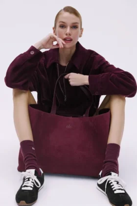 Borsa tote Alo Tranquility - Pelle scamosciata bordeaux