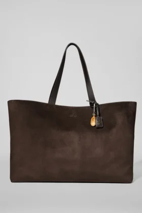 Borsa tote Alo Tranquility - pelle scamosciata color espresso