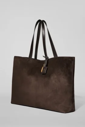 Borsa tote Alo Tranquility – pelle scamosciata color espresso