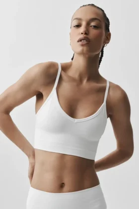 Bralette Delight in modal senza cuciture a coste - Bianco