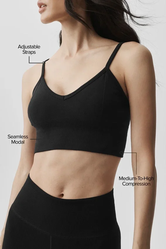 Bralette senza cuciture in modal a coste Delight - Nero