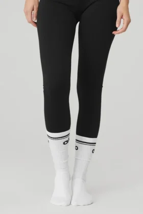 Calze da barre da donna Throwback – Bianco/Nero