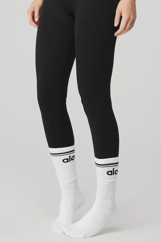 Calze da barre da donna Throwback - Bianco/Nero