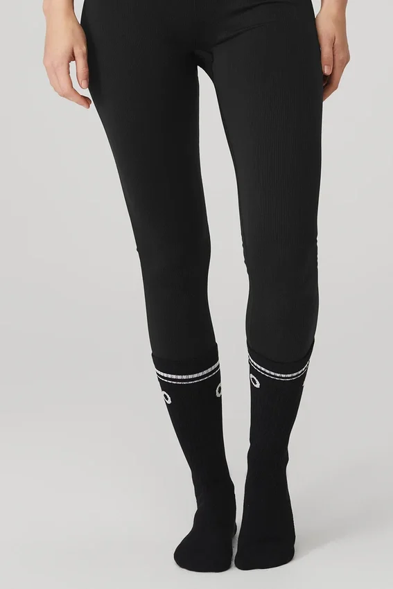 Calze da barre da donna Throwback - Nero/Bianco