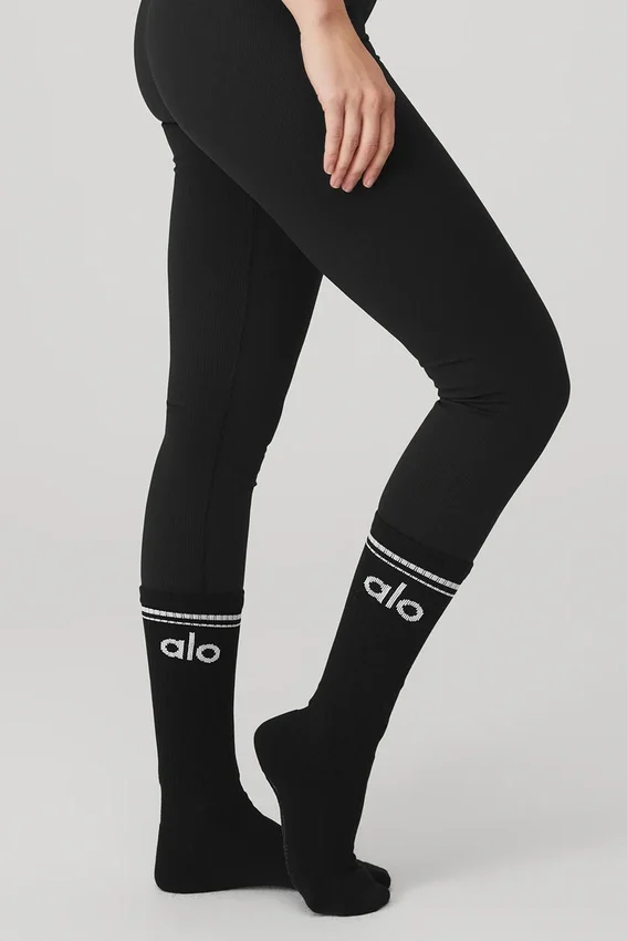 Calze da barre da donna Throwback - Nero/Bianco