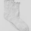 Calze da donna con bordo a foglia di lattuga - Grigio melange sportivo