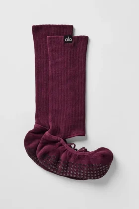 Calze da donna con cinturini Siren Grip - Borgogna