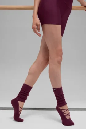 Calze da donna con cinturini Siren Grip – Borgogna