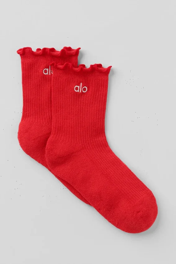 Calze da donna Lettuce Edge - Rosso brillante