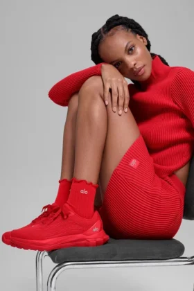 Calze da donna Lettuce Edge – Rosso brillante