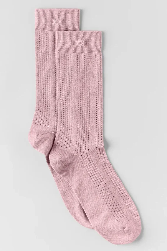 Calze in maglia di cashmere - Rosa vintage