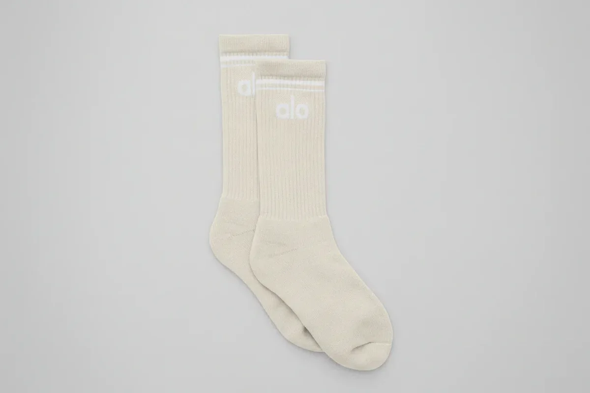 Calze retrò unisex - Beige/Bianco