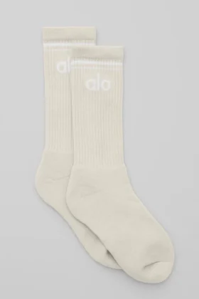 Calze retrò unisex - Beige/Bianco