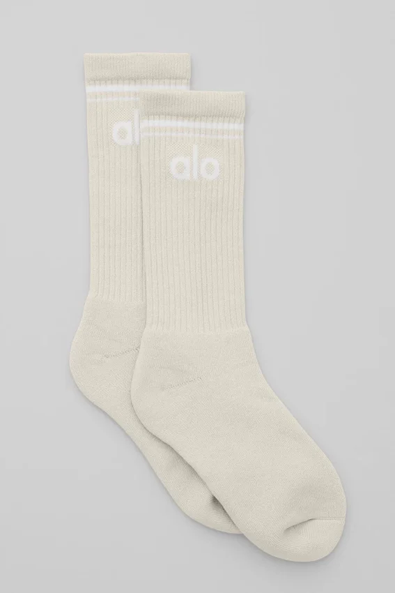 Calze retrò unisex - Beige/Bianco
