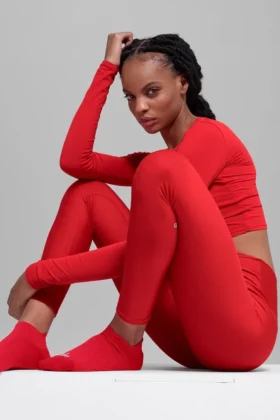 Calze sportive unisex con linguetta – Rosso brillante