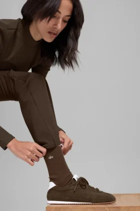 Calze unisex a gamba corta, dal design sobrio – Colore espresso