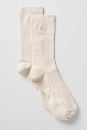 Calze unisex a gamba corta, dal design sobrio - Colore osso