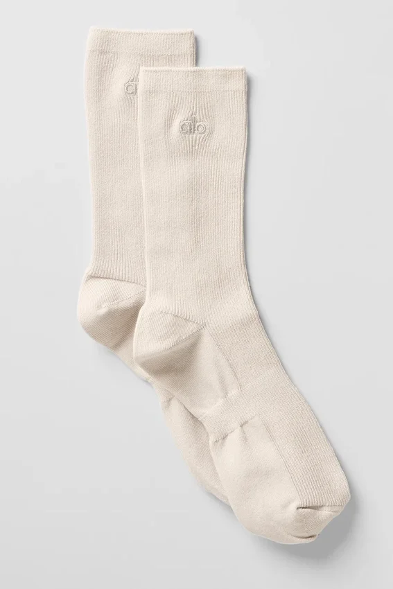 Calze unisex a gamba corta, dal design sobrio - Colore osso