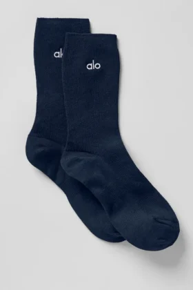 Calze unisex a gamba corta e dal design sobrio - Blu navy