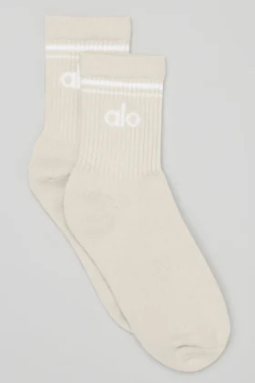 Calze unisex a gamba corta in stile retrò - Beige/Bianco