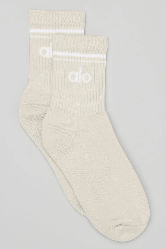 Calze unisex a gamba corta in stile retrò - Beige/Bianco