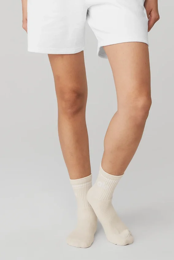 Calze unisex a gamba corta in stile retrò - Beige/Bianco