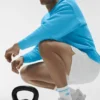 Calze unisex a gamba corta in stile retrò - Bianco/Blu azzurro