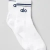 Calze unisex a gamba corta in stile retrò - Bianco/Blu navy