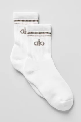 Calze unisex a gamba corta in stile retrò - Bianco/Cacao chiaro
