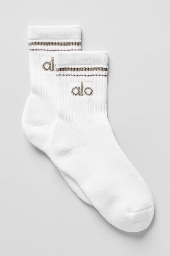 Calze unisex a gamba corta in stile retrò - Bianco/Cacao chiaro