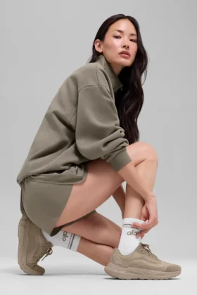 Calze unisex a gamba corta in stile retrò – Bianco/Cacao chiaro