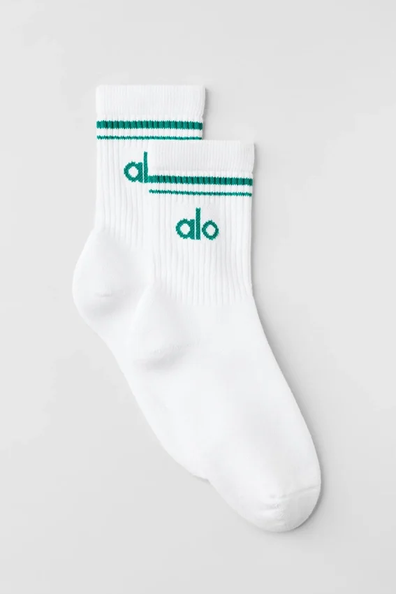 Calze unisex a gamba corta in stile retrò - Bianco/Isola di Smeraldo