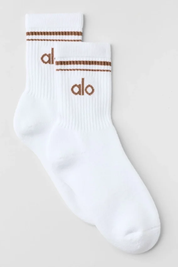 Calze unisex a gamba corta in stile retrò - Bianco/Marrone baciato dal sole