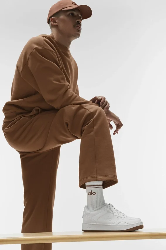 Calze unisex a gamba corta in stile retrò - Bianco/Marrone baciato dal sole