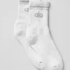 Calze unisex a gamba corta in stile retrò - Bianco melange/Grigio