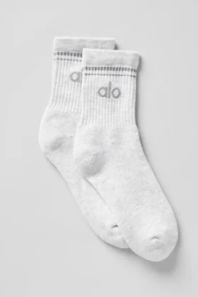 Calze unisex a gamba corta in stile retrò - Bianco melange/Grigio