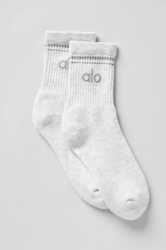 Calze unisex a gamba corta in stile retrò - Bianco melange/Grigio