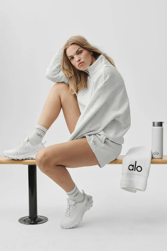 Calze unisex a gamba corta in stile retrò - Bianco melange/Grigio